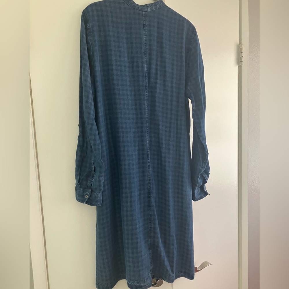 J. Jill Blue Plaid Button-Front Long Sleeve Shirt Dress size M - Picture 3 of 5